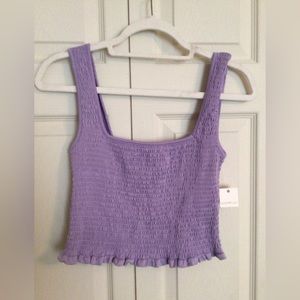 NWT Light Purple Ruffled Crop Tank Top